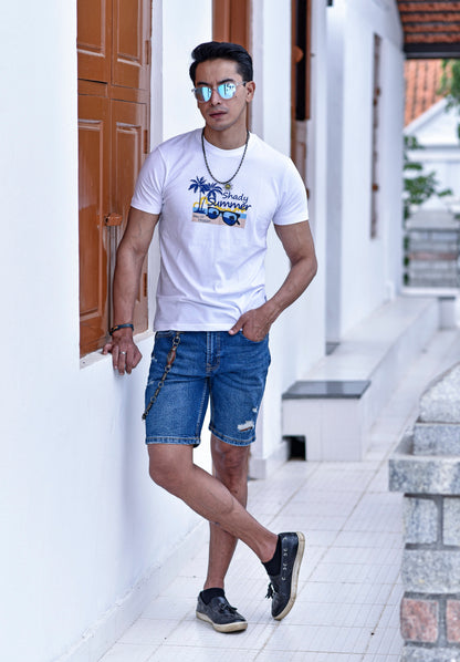 छायादार ग्रीष्म | पुरुषों के लिए मुद्रित टी-शर्ट | पुरुषों की टी-शर्ट